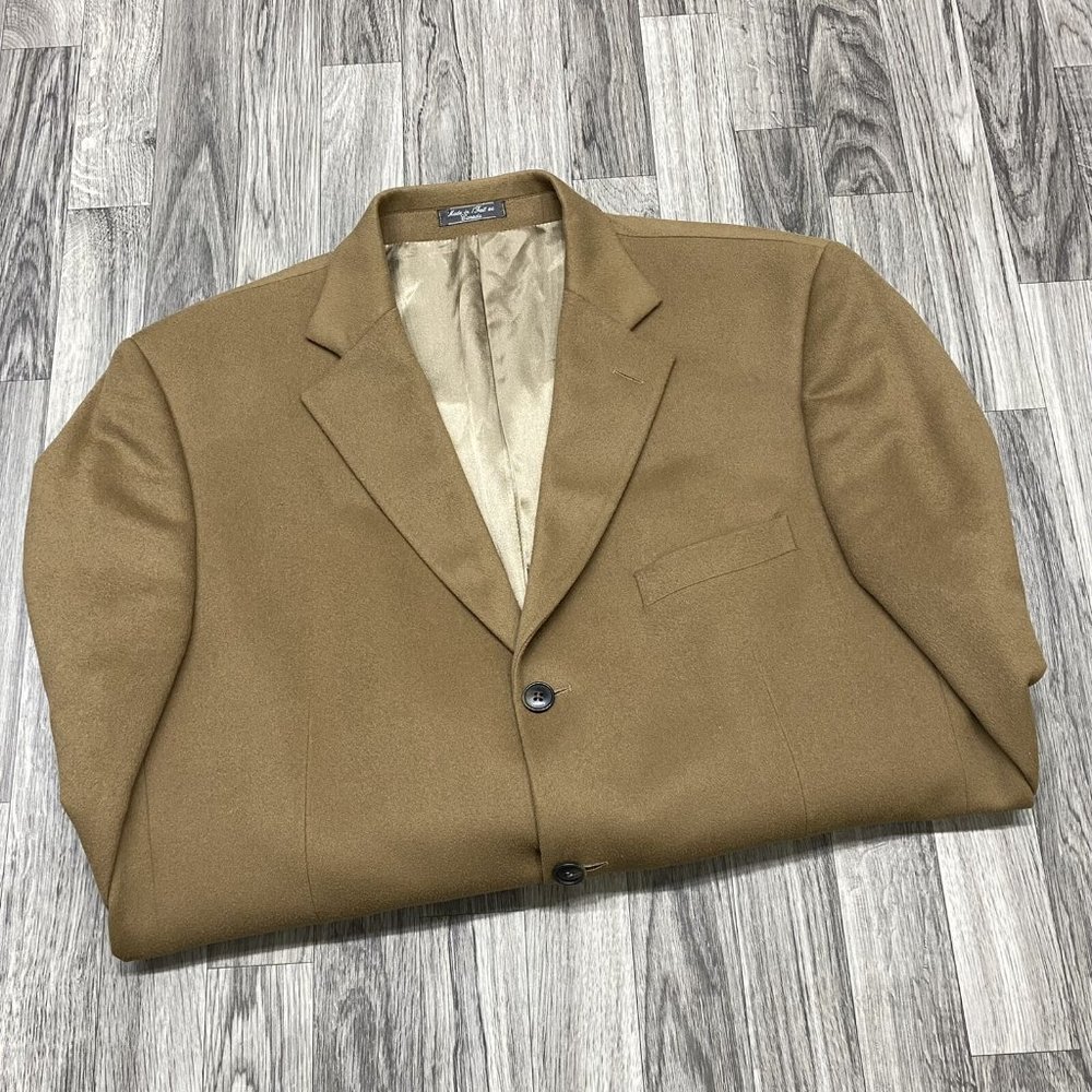 SILVERSTONE Button Front Cashmere Camel Blazer Suit Jacket Men's Size 44 L-T